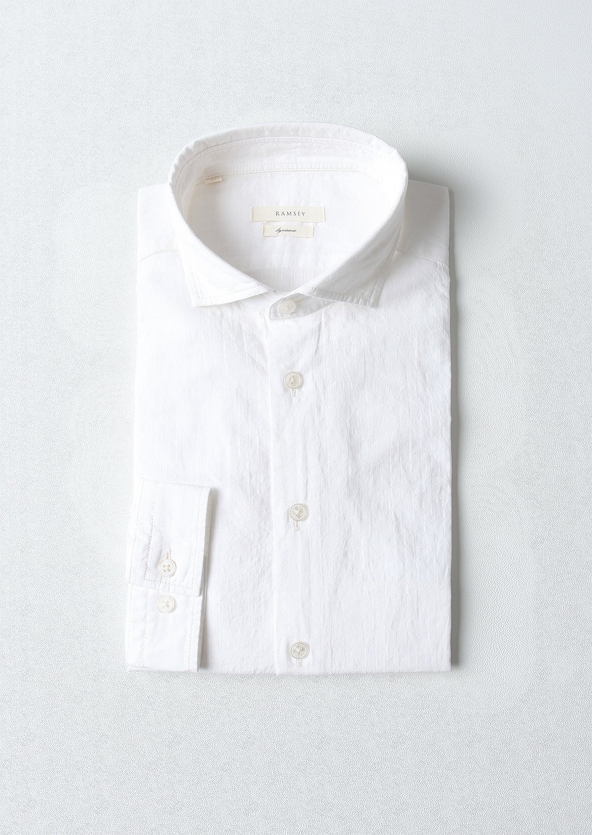 Ecru Checkered Long Weaving Casual 100% Cotton Shirt