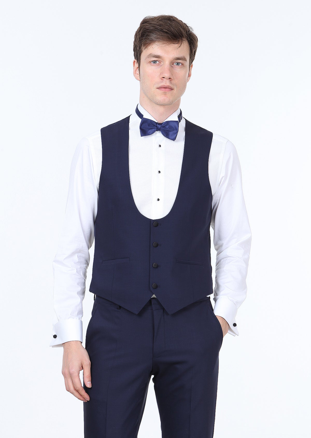 Saks Slim Fit Kelebek Yaka Klasik Yelek