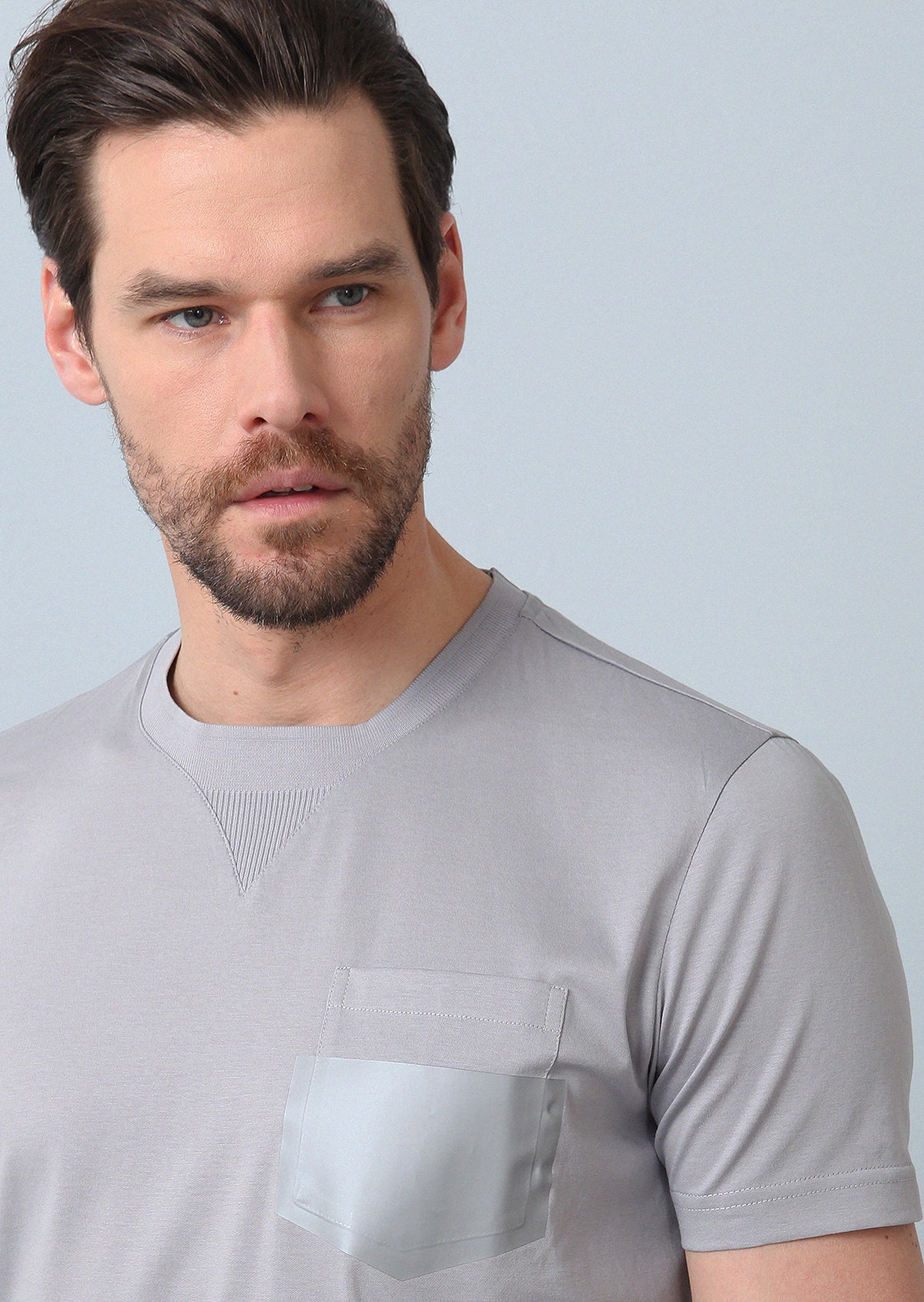 Gri Baskılı %100 Pamuk T-Shirt