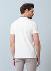 Beyaz Jakarlı Polo Yaka %100 Pamuk T-Shirt