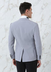 Gri Düz Fashion Slim Fit Kruvaze Yaka Dokuma Smokin Takım Elbise
