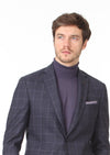 Lacivert Kareli Zeroweight Slim Fit %100 Yün Takım Elbise