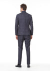Lacivert Kareli Zeroweight Slim Fit %100 Yün Takım Elbise