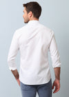 Beyaz Çizgili Slim Fit Uzun Dokuma Casual %100 Pamuk Gömlek