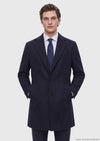 Lacivert Regular Fit Kelebek Yaka Klasik Dokuma Palto