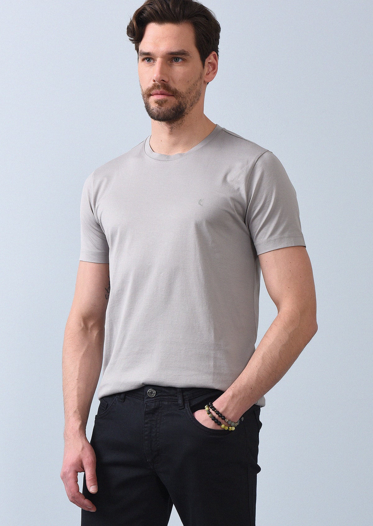 Gri %100 Pamuk T-Shirt