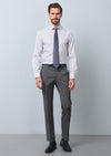 Lacivert Çizgili Slim Fit Uzun Dokuma Klasik %100 Pamuk Gömlek