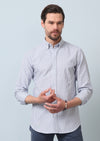 Lacivert Çizgili Regular Fit Uzun Dokuma Casual %100 Pamuk Gömlek