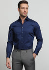 Lacivert Düz Slim Fit Uzun Dokuma Klasik %100 Pamuk Gömlek