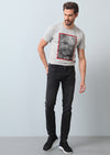 Siyah Düz Slim Fit Denim Pamuk Karışımlı Pantolon