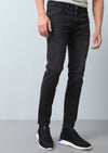 Siyah Düz Slim Fit Denim Pamuk Karışımlı Pantolon