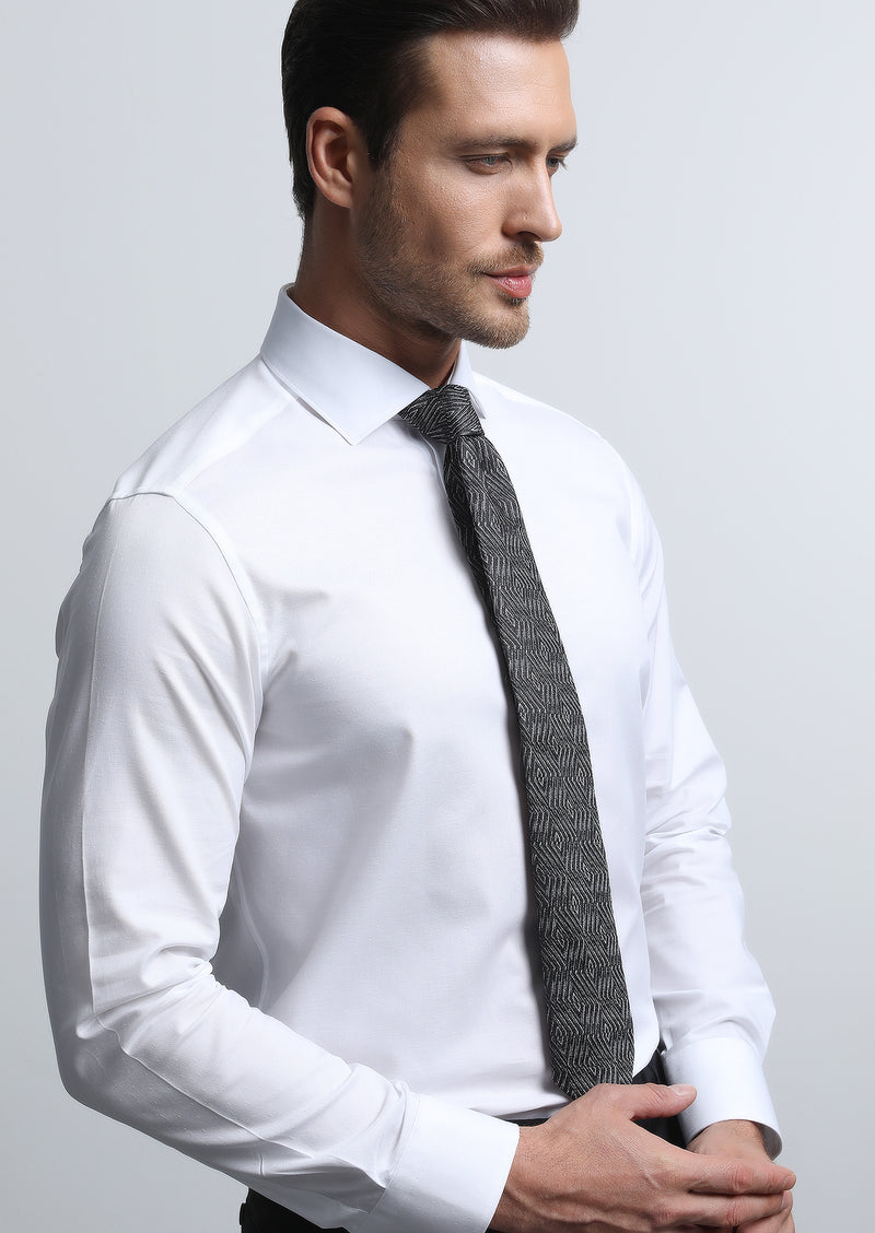 Beyaz Regular Fit Uzun Dokuma Klasik %100 Pamuk Gömlek