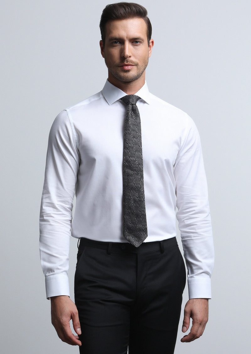 Beyaz Regular Fit Uzun Dokuma Klasik %100 Pamuk Gömlek