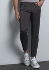 Kahverengi Düz Dokuma Slim Fit Casual Pamuk Karışımlı Pantolon