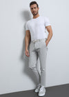 Gri Düz Dokuma Jogging Fit Casual Pamuk Karışımlı Pantolon