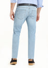 Açık İndigo Düz Slim Fit Denim Pamuk Karışımlı Pantolon
