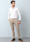 Beyaz Düz Slim Fit Uzun Dokuma Klasik Pamuk Karışımlı Gömlek