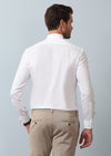 Beyaz Düz Slim Fit Uzun Dokuma Klasik Pamuk Karışımlı Gömlek