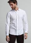 Beyaz Slim Fit Uzun Casual %100 Pamuk Gömlek