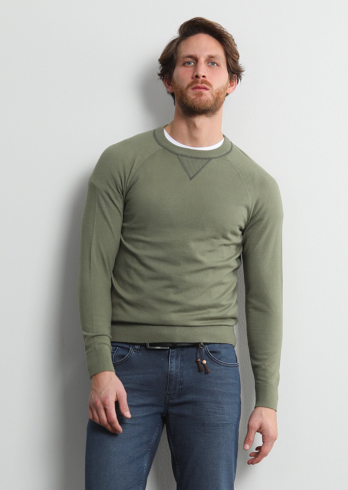 Oil Green Knitwear Sweatshirt