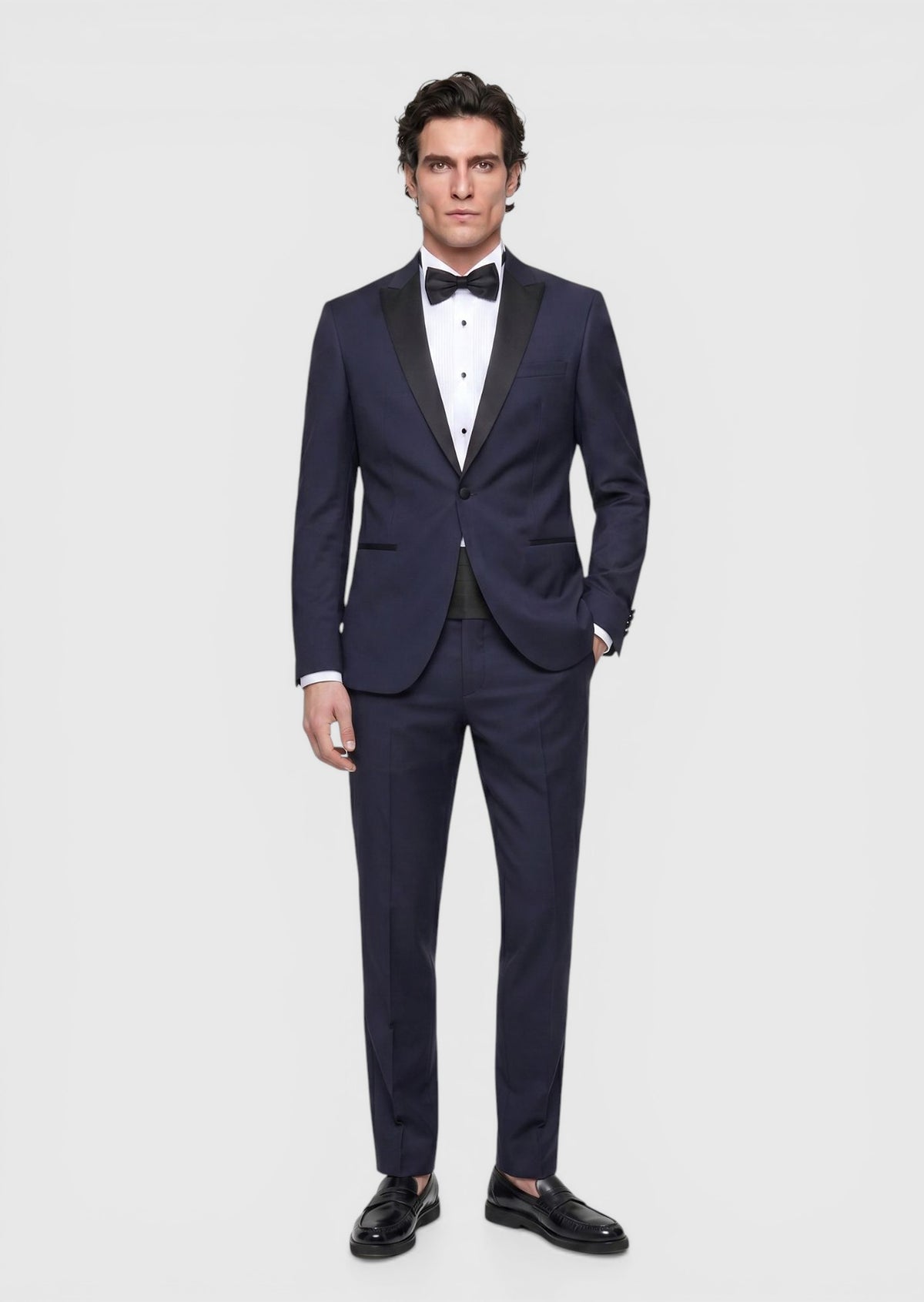 Saks Düz Slim Fit Kelebek Yaka Dokuma Smokin Takım Elbise