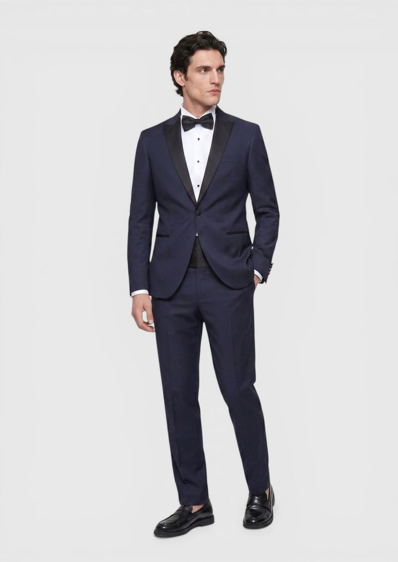 Saks Düz Slim Fit Kelebek Yaka Dokuma Smokin Takım Elbise