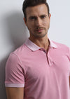 Pembe Jakarlı Polo Yaka %100 Pamuk T-Shirt