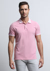 Pembe Jakarlı Polo Yaka %100 Pamuk T-Shirt