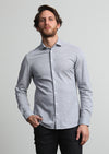 Gri Fitted Fit Uzun Casual %100 Pamuk Gömlek