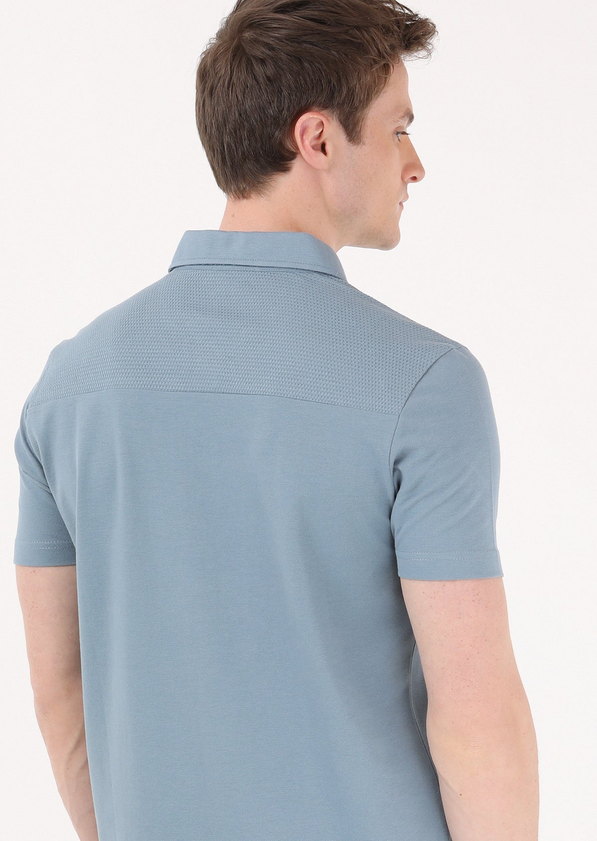 Petrol Jakarlı Polo Yaka %100 Pamuk T-Shirt