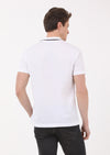 Beyaz Jakarlı Polo Yaka %100 Pamuk T-Shirt