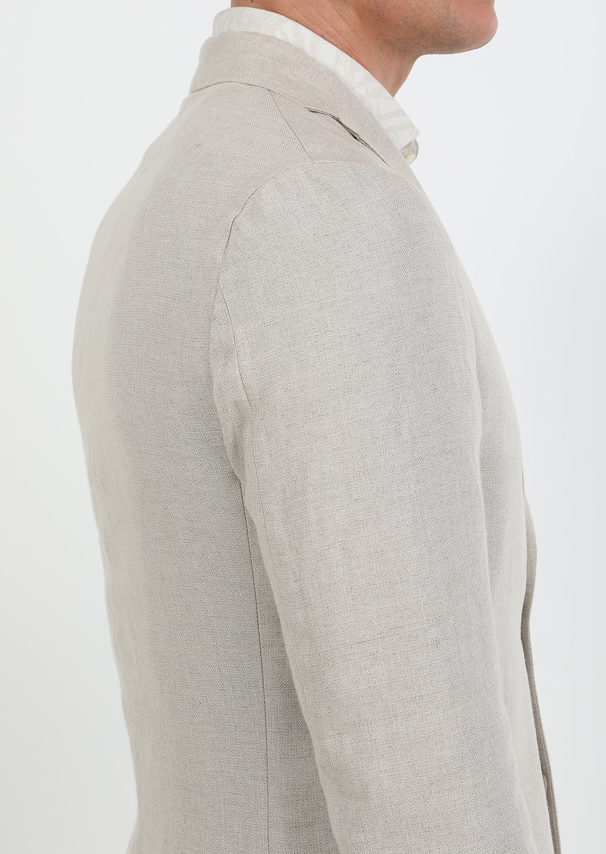 Bej Düz Zeroweight Slim Fit %100 Keten Ceket