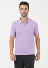 Lila Düz Polo Yaka %100 Pamuk T-Shirt