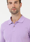 Lila Düz Polo Yaka %100 Pamuk T-Shirt