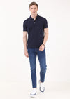 Lacivert Jakarlı Polo Yaka %100 Pamuk T-Shirt