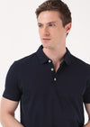 Lacivert Jakarlı Polo Yaka %100 Pamuk T-Shirt