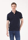 Lacivert Jakarlı Polo Yaka %100 Pamuk T-Shirt
