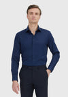 Lacivert Düz Slim Fit Uzun Dokuma Klasik %100 Pamuk Gömlek