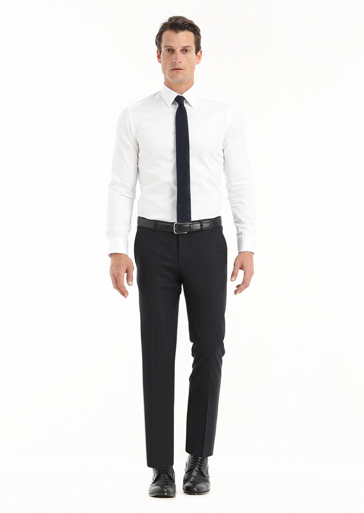 Beyaz Düz Slim Fit Uzun Dokuma Klasik %100 Pamuk Gömlek