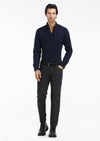 Lacivert Düz Slim Fit Uzun Casual %100 Pamuk Gömlek