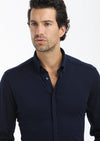 Lacivert Düz Slim Fit Uzun Casual %100 Pamuk Gömlek
