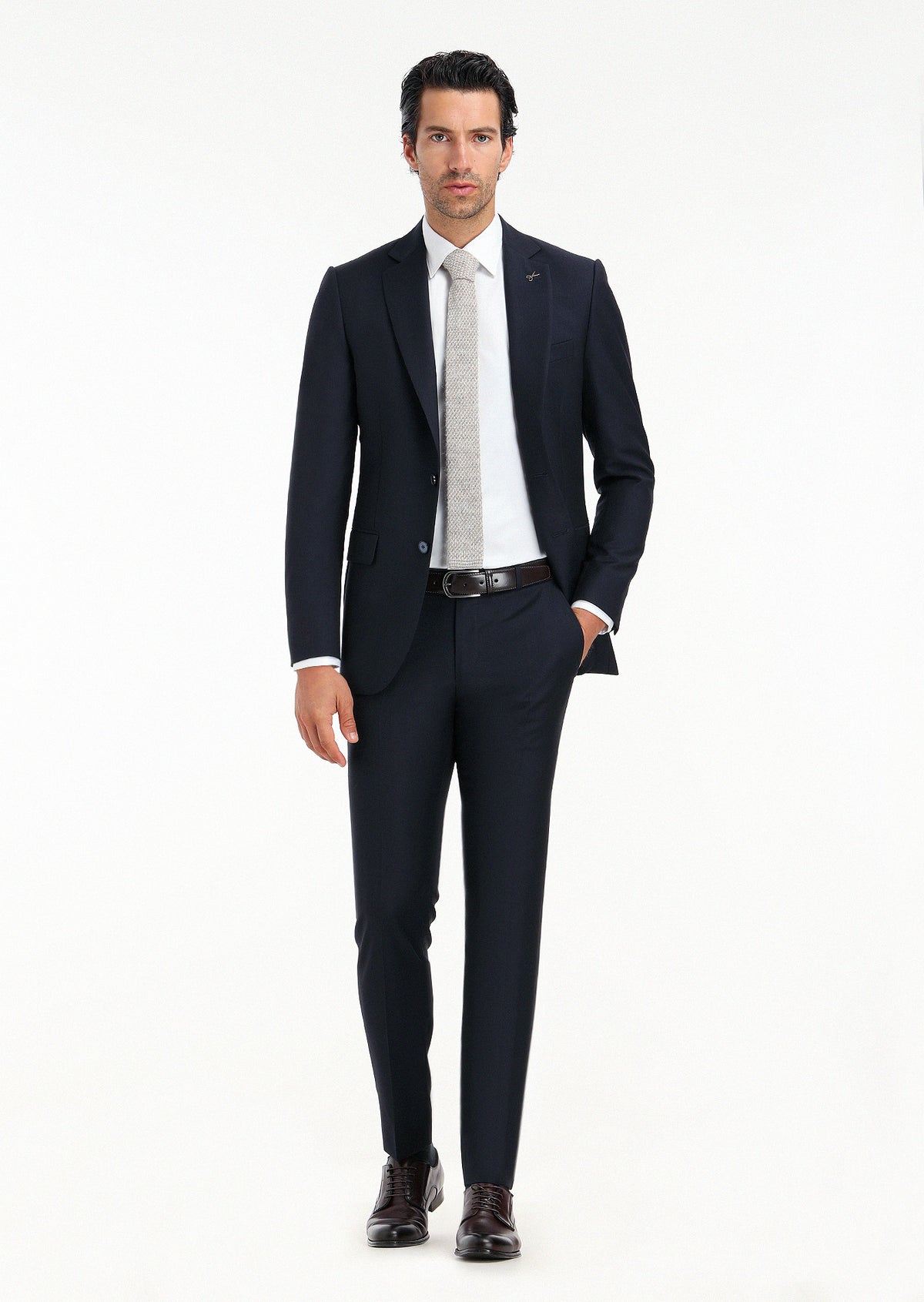 Lacivert Çizgili Thin&taller Slim Fit %100 Yün Takım Elbise