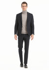 Lacivert Çizgili Zeroweight Slim Fit Yün Karışımlı Takım Elbise