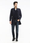 Lacivert Regular Fit Kelebek Yaka Casual Örme Palto