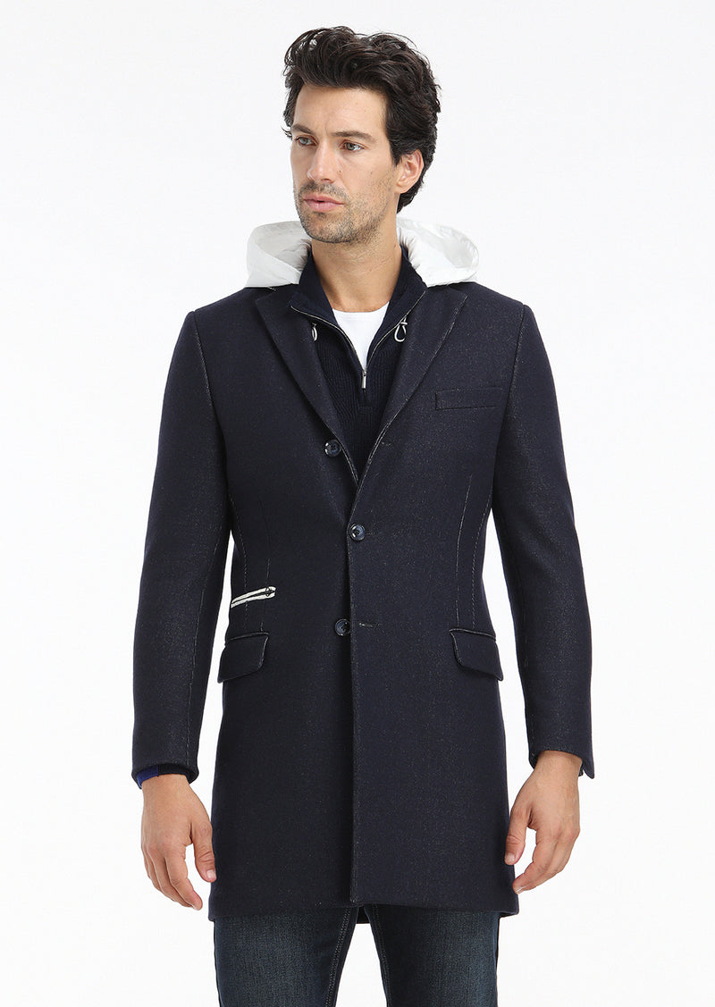 Lacivert Regular Fit Kelebek Yaka Casual Örme Palto