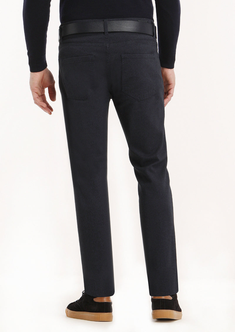 Lacivert Düz Dokuma Slim Fit Casual Pamuk Karışımlı Pantolon