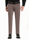 Açık Kahve Düz Dokuma Slim Fit Casual Pamuk Karışımlı Pantolon