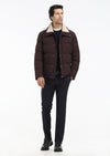 Bordo Regular Fit Dik Yaka Dokuma Mont