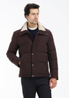 Bordo Regular Fit Dik Yaka Dokuma Mont