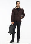 Bordo Regular Fit Dik Yaka Dokuma Mont